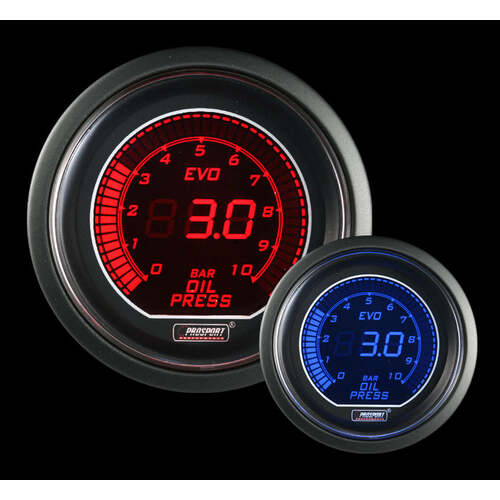 Prosport 52mm Evo Series Oil Pressure Gauge - Red/Blue