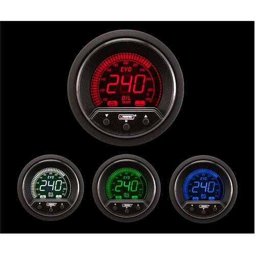Prosport 52mm Evo PK Series Oil Temperature Gauge - Red/Blue/Green/White