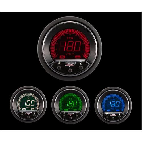 Prosport 52mm Evo PK Series Volt Gauge - Red/Blue/Green/White