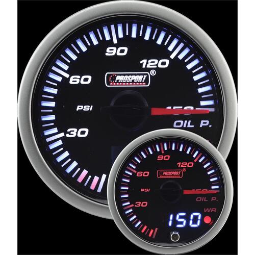 Prosport 52mm JDM Series Oil Pressure Gauge - Amber/White