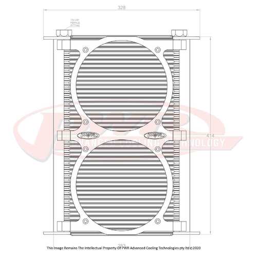 PWR Engine Oil Cooler - Plate and Fin 280 x 423 x 37mm (48 Row) suits 2 x 8" SPAL Fans