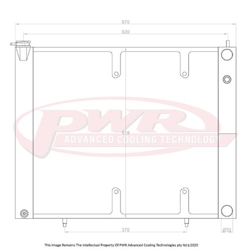 PWR 55mm 2-Pass Crossflow Radiator for Nissan Skyline R34 GTR 99-02) w/ 16" SPAL Fan Mounts