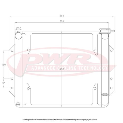 PWR 55mm Crossflow Radiator for Datsun 1600 510 SR20 67-73) w/ 16" SPAL Fan Mounts