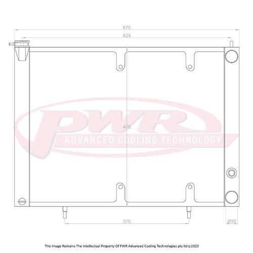 PWR 55mm Crossflow Radiator for Nissan Skyline R33 GTR+GTST/R34 GTT 95-02) w/ 16" SPAL Fan Mounts