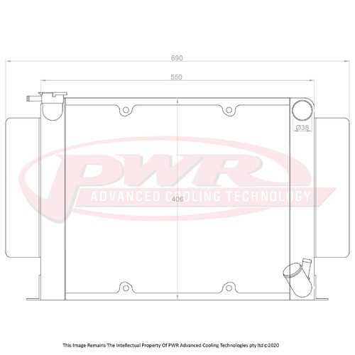 PWR 55mm Radiator for Mazda RX7 Series 1-3 79-85) w/ Angled Bottom Outlet + 16" SPAL Fan Mounts