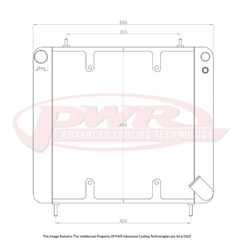 PWR 55mm Radiator for Jaguar E-Type 4.2L 66-68) w/ 16" SPAL Fan Mounts