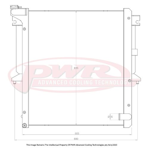 PWR 42mm Closemesh Radiator - 90 Deg Lower Outlet for Mitsubishi Triton ML-MN 2.5L/3.5L 08-15)