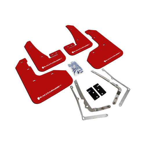 Rally Armor for 2015-17.5 MKVII VW Golf R Red Mud Flaps White Logo 2015+