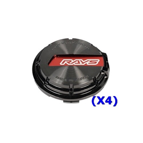 RAYS No.65 GL CAP BK-Chrome/RD (a set of 4 caps)