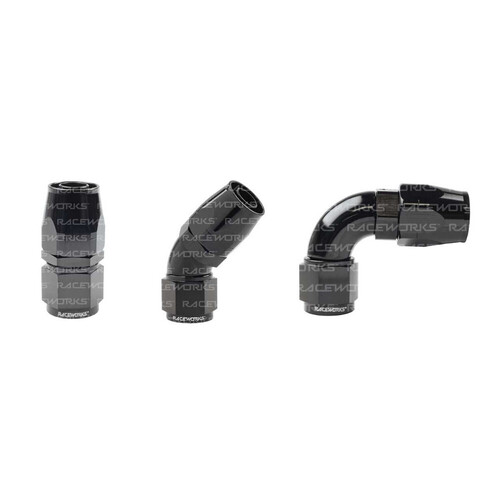 Raceworks Cutter Hose Fitting Straight 120 Degree RWF-104-08BK