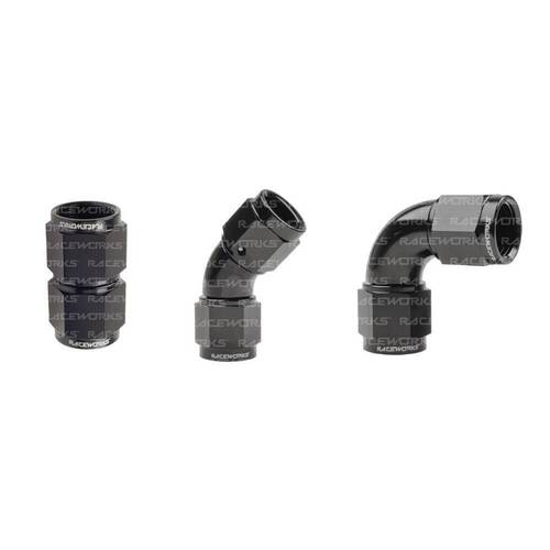 Raceworks Full Flow Female To Female Swivel 45 Deg Straight RWF-131-10BK