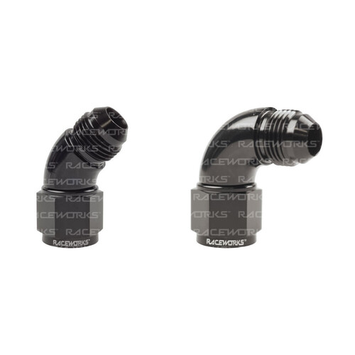 Raceworks Female To Male Swivel Elbow 45 Deg 90 Degree RWF-143-12BK