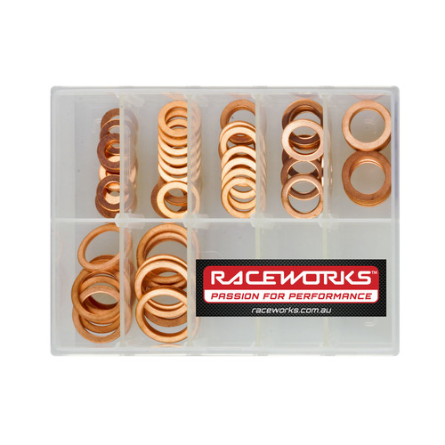 Raceworks Copper Washer Kit 10 Of Each Size 8mm To 18mm (70Pc)  RWF-179-KIT