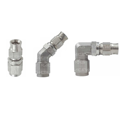 Raceworks Teflon Hose Fitting Straight Stainless Steel 45 Degree RWF-202-03SS