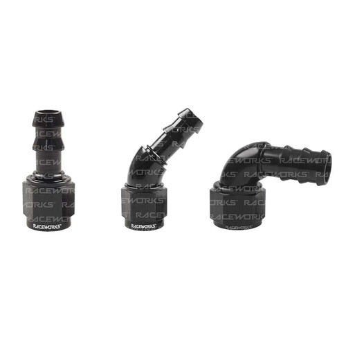 Raceworks Push Lok Hose Fitting AN-5 Straight Straight RWF-401-05BK