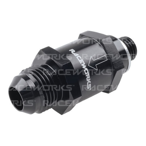 Raceworks One Way Valve M12X1.5 To AN-6 AN-8 RWF-612-08BK