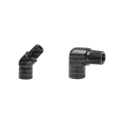 Raceworks 1/8Ã? NPT 90Deg Female-Male Elbow 45 Degree RWF-915-02BK