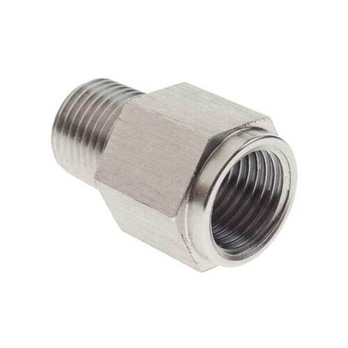 Raceworks 1/8 NPT Male To M10 X 1.0 Female Stainless Adapter  RWF-925-02-M10SS