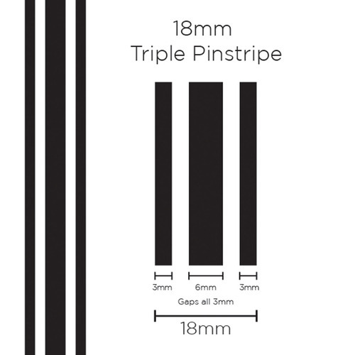 Pinstripe Triple Black 18mm x 10mt