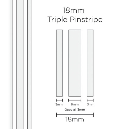 Pinstripe Triple White 18mm x 10mt