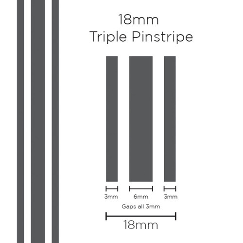 Pinstripe Triple Charcoal 18mm x 10mt