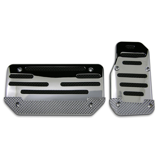 Pedal Pad Kit - Chrome-Black Inserts Auto