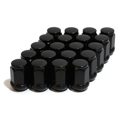 Wheel Nut Flat Head Bulge 1/2" Black 35mm 20pcs