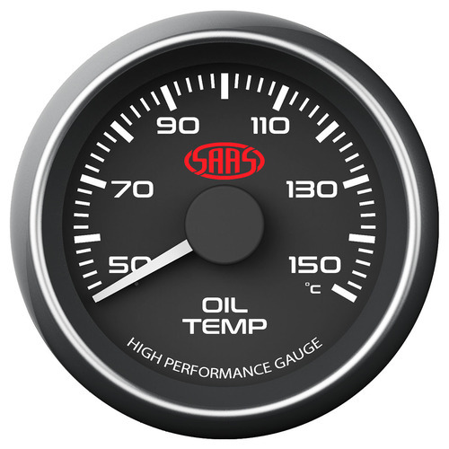 Oil Temp Gauge 50c-150c 52mm Black Muscle Series