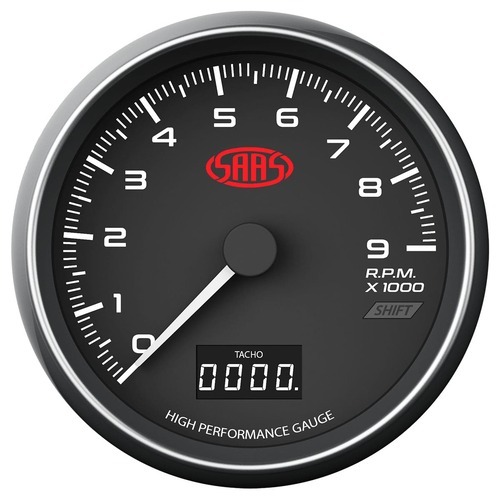 Tachometer 0-9K Shiftlite 3 1/2" 89mm In Dash Black Muscle Series