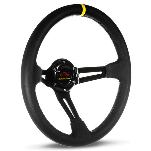 Steering Wheel Leather 14" ADR Deep Dish Black Slotted + Indicator