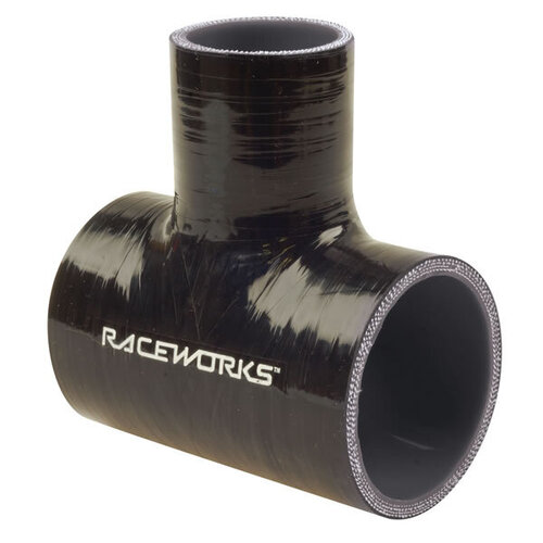 Raceworks Silicone Hose Tee 2.5'' ID1.5'' Spout Black  SHT-250150BK