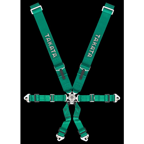 GENUINE TAKATA RACING HARNESS 6 PIONT 3 X 2 INCH SNAP GREEN (FIA APPROVE)