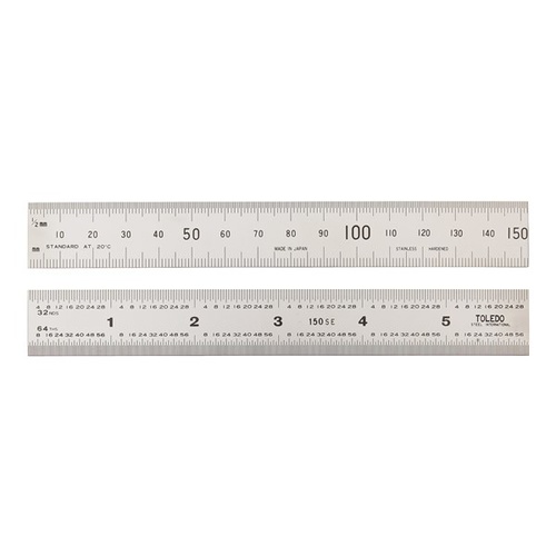TOLEDO Stainless Steel Rule Double Sided Metric &amp; Imperial - 150mm 150SE