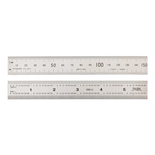 TOLEDO Stainless Steel Rule Double Sided Metric &amp; Imperial - 300mm 300MESE