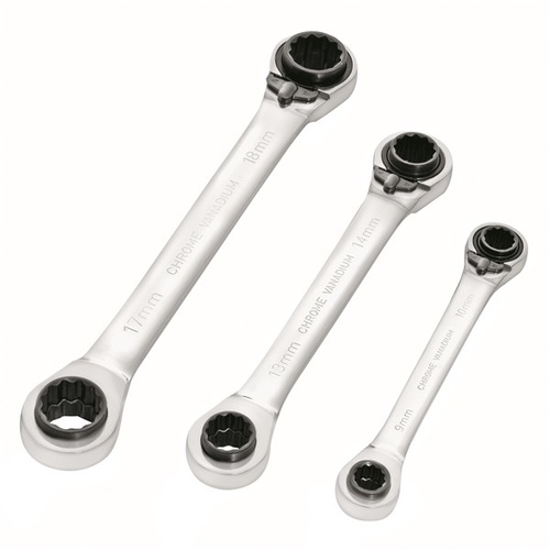 TOLEDO Ratchet Wrench Set Dual Head - Metric 3 Pc. 8-19mm