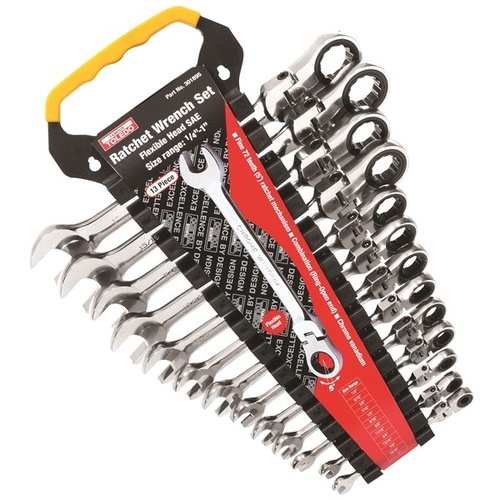 TOLEDO Ratchet Wrench Set Flexible Head - SAE 13 Pc. (1/4"-1")