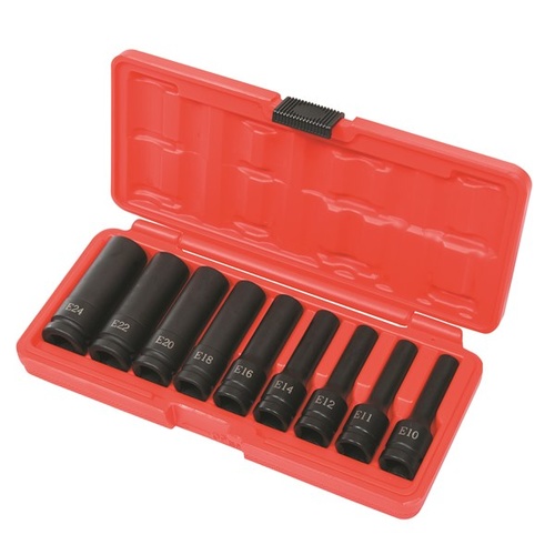 TOLEDO E-Star Socket Set Extra Long 1/2"- 9 Pc