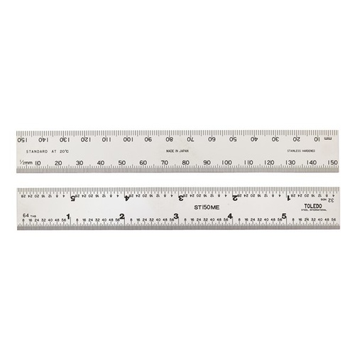 TOLEDO Stainless Steel Rule Double Sided Metric &amp; Imperial - 150mm ST150ME6