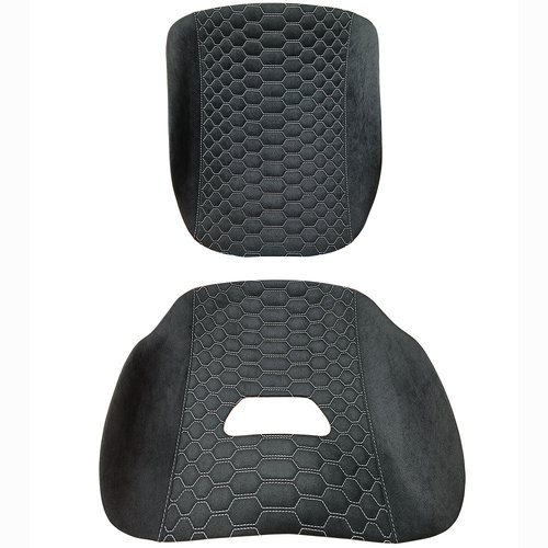 Tillett Two Panel Hex Stitch Suede Trim Set w/Silver Side Lines - Suits Tillett B8 STD Size Seat Only