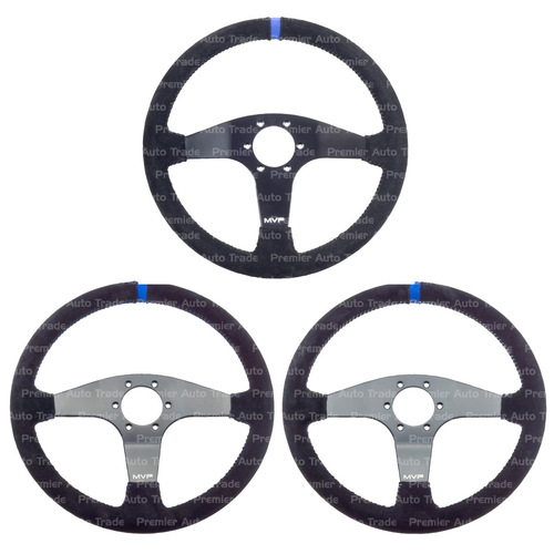 MVP Black 350mm Suede Steering Wheel Flat