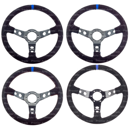 MVP Black 350mm Suede Steering Wheel Dished