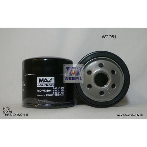 WESFIL OIL FILTER - WCO51