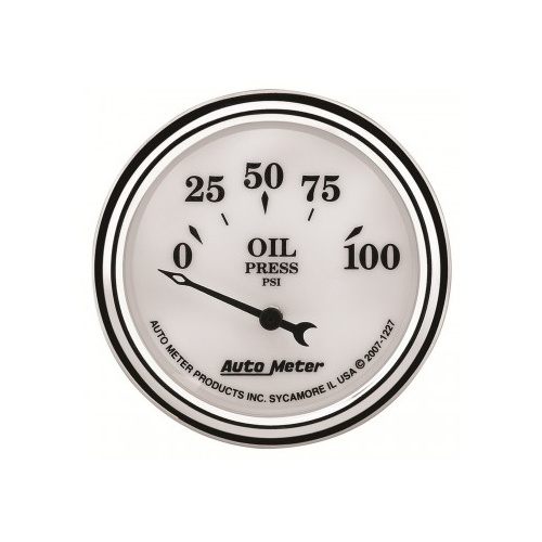 AUTOMETER GAUGE 2-1/16" OIL PRESSURE,0-100 PSI,AIR-CORE,OLD-TYME WHITE II # 1227