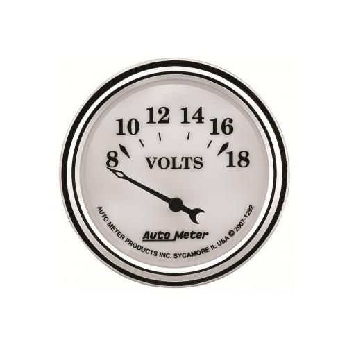 AUTOMETER GAUGE 2-1/16" VOLTMETER,8-18V,AIR-CORE,OLD-TYME WHITE II # 1292