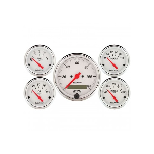 AUTOMETER 5 PC GAUGE KIT,3-1/8" & 2-1/16",ELECTRIC SPEEDOMETER,ARCTIC WHITE # 1302