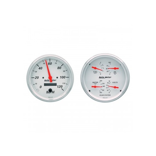 AUTOMETER GAUGE 2 PC GAUGE KIT,5" QUAD & SPEEDOMETER COMBO,240-33 ?,ARCTIC WHITE # 1303
