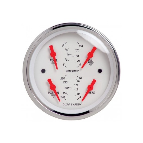 AUTOMETER 3-3/8" QUAD GAUGE,100 PSI/100-250F/8-18V/240-33 ?,ARCTIC WHITE # 1312