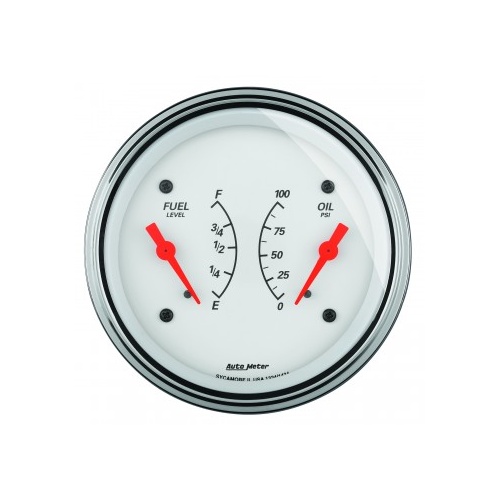 AUTOMETER GAUGE 3-3/8" DUAL GAUGE,100 PSI/0-90 ?,ARCTIC WHITE # 1324