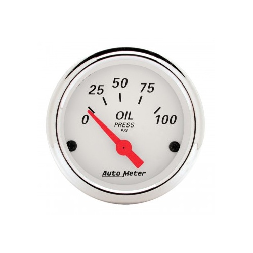 AUTOMETER GAUGE 2-1/16" OIL PRESSURE,0-100 PSI,AIR-CORE,ARCTIC WHITE # 1327