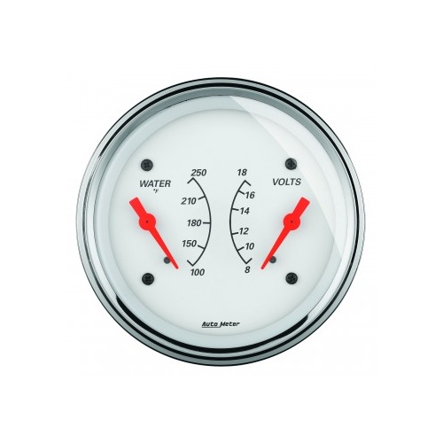 AUTOMETER GAUGE 3-3/8" DUAL GAUGE,100-250F/8-18V,ARCTIC WHITE # 1330